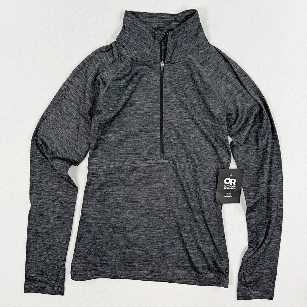 Outdoor Research Alpine Onset Merino 150 Half Zip XS Womens Charcoal Gray New